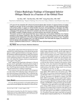Clinico-Radiologic Findings of Entrapped Inferior Oblique Muscle in a Fracture of the Orbital Floor
