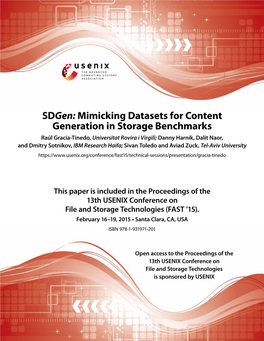 Mimicking Datasets for Content Generation in Storage Benchmarks