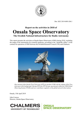 Onsala Space Observatory the Swedish National Infrastructure for Radio Astronomy