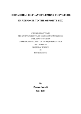 Behavioral Display of Lumbar Curvature in Response To