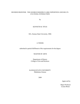 Divided Frontier: the George Rogers Clark Expedition and Multi- Cultural Interaction
