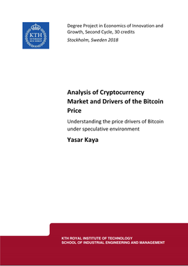 Analysis of Cryptocurrency Market and Drivers of the Bitcoin Price Yasar