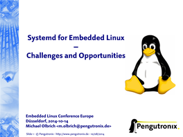 Systemd for Embedded Linux — Challenges and Opportunities