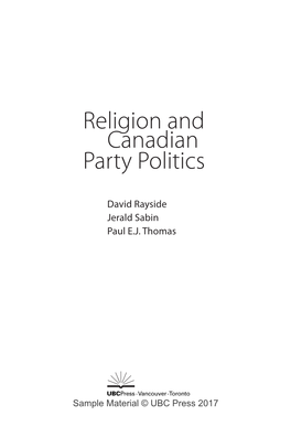 Religion and Canadian Party Politics