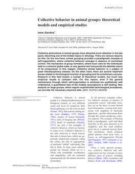 Collective Behavior in Animal Groups: Theoretical Models and Empirical Studies