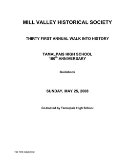 TAMALPAIS HIGH SCHOOL 100Th ANNIVERSARY