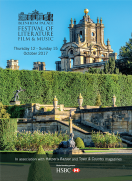 Festival of Literature, Film & Music Thursday 12 – Sunday 15 October 2017