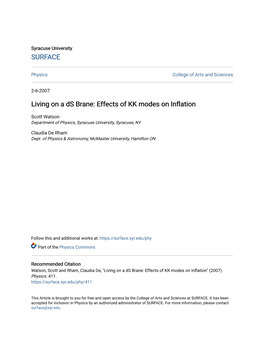 Living on a Ds Brane: Effects of KK Modes on Inflation