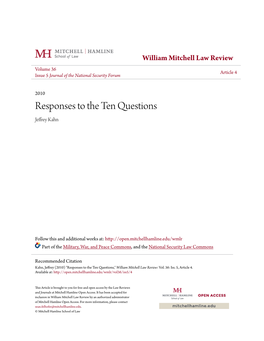 Responses to the Ten Questions Jeffrey Kahn