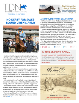 No Derby for Sales- Bound Viren=S Army