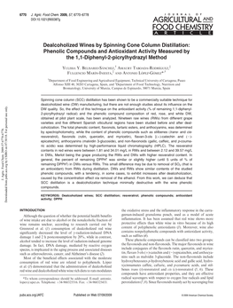 Dealcoholized Wines by Spinning Cone Column Distillation: Phenolic Compounds and Antioxidant Activity Measured by the 1,1-Diphenyl-2-Picrylhydrazyl Method