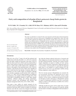 Fatty Acid Composition of Oil Palm (Elaeis Guineensis Jacq)