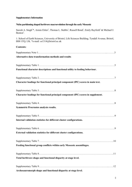 Supplementary Information Niche Partitioning