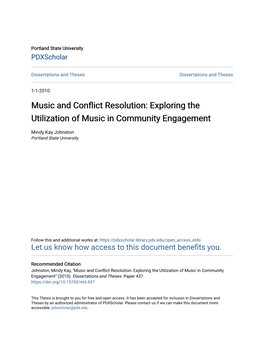 Music and Conflict Resolution: Exploring the Utilization of Music in Community Engagement