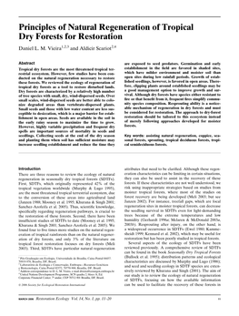 Principles of Natural Regeneration of Tropical Dry Forests for Restoration Daniel L