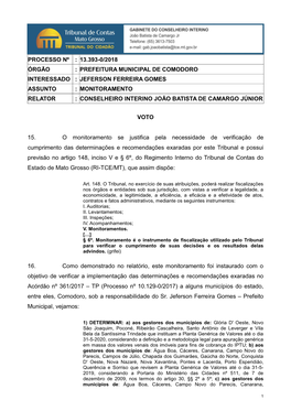 Processo Nº : 13.393-0/2018 Órgão : Prefeitura