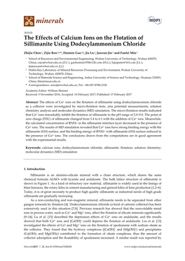 The Effects of Calcium Ions on the Flotation of Sillimanite Using Dodecylammonium Chloride