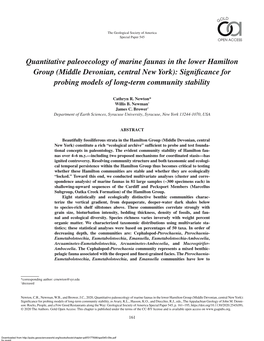 Quantitative Paleoecology of Marine Faunas In