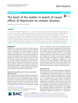 In Search of Causal Effects of Depression on Somatic Diseases Annelieke M