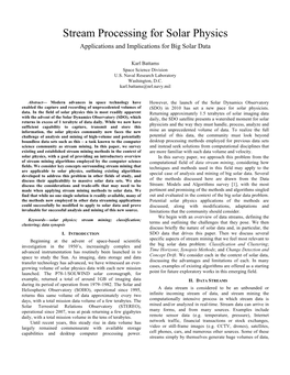 Stream Processing for Solar Physics Applications and Implications for Big Solar Data