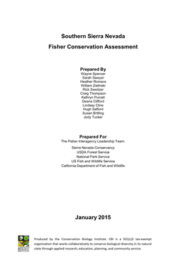 Southern Sierra Nevada Fisher Conservation Assessment
