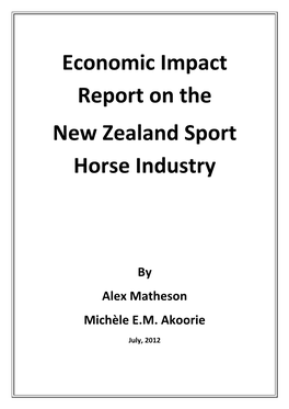 Economic Impact Report on the New Zealand Sport Horse Industry