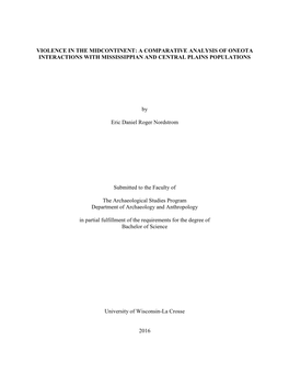 Violence in the Midcontinent: a Comparative Analysis of Oneota Interactions with Mississippian and Central Plains Populations