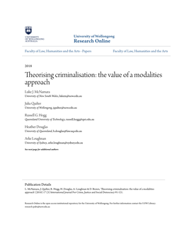 Theorising Criminalisation: the Value of a Modalities Approach Luke J