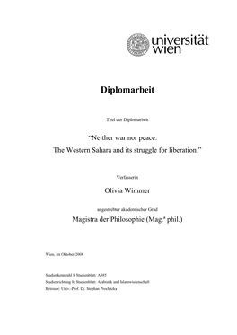 The Western Sahara and Its Struggle for Liberation.”