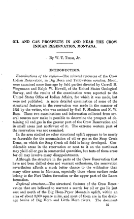 Oil and Gas Prospects in and Near the Crow Indian Reservation, Montana