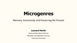 Microgenres MOUG 2021 Presentation (6.531Mb)