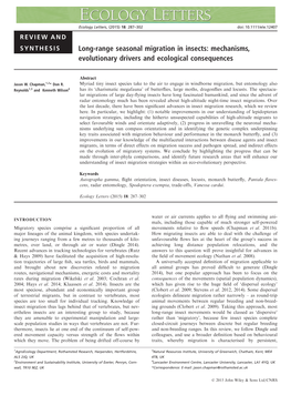 Range Seasonal Migration in Insects: Mechanisms, Evolutionary Drivers and Ecological Consequences