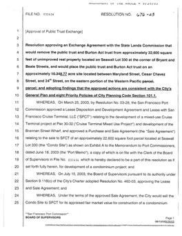 3 Resolution Approving an Exchange Agreement with the State Lands Commission That