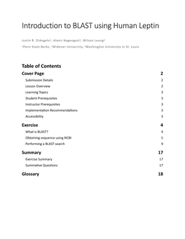 Introduction to BLAST Using Human Leptin