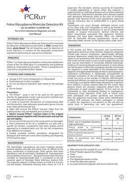 Feline Mycoplasma Molecular Detection Kit Transmission Can Occur Through Arthropod Vectors Such Cat