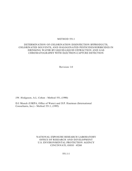 EPA Method 551.1: Determination of Chlorination Disinfection