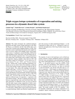 Triple Oxygen Isotope Systematics of Evaporation and Mixing Processes in a Dynamic Desert Lake System