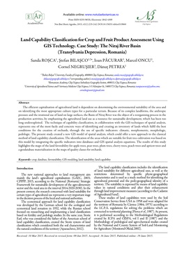 Land Capability Classification for Crop and Fruit Product Assessment Using GIS Technology. Case Study