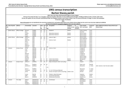 1901 Census Transcription Barton Stacey Parish RG13 Piece 1113, Folios 18-26 (Covering 19 Pages of Census Images)