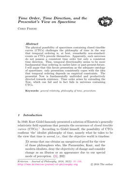 Time Order, Time Direction, and the Presentist's View on Spacetime