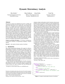 Dynamic Determinacy Analysis