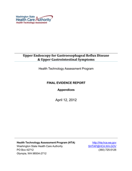 Upper Endoscopy for Gastroesophageal Reflux Disease & Upper Gastrointestinal Symptoms