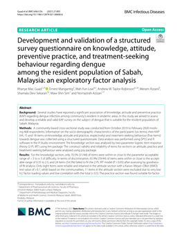 Development and Validation of a Structured Survey Questionnaire On