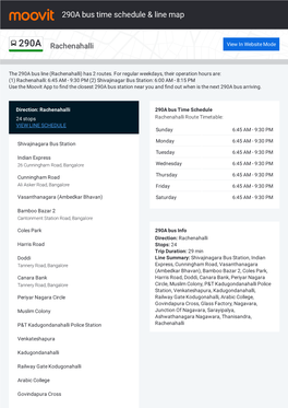 290A Bus Time Schedule & Line Route