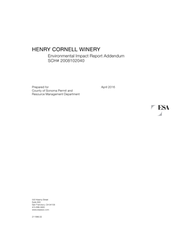 Henry Cornell Winery Environmental Impact Report (EIR) Addendum