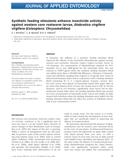 Synthetic Feeding Stimulants Enhance Insecticide Activity Against Western Corn Rootworm Larvae, Diabrotica Virgifera Virgifera (Coleoptera: Chrysomelidae) E