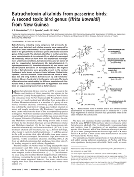 Batrachotoxin Alkaloids from Passerine Birds: a Second Toxic Bird Genus (Ifrita Kowaldi) from New Guinea