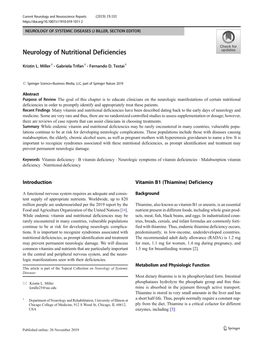 Neurology of Nutritional Deficiencies