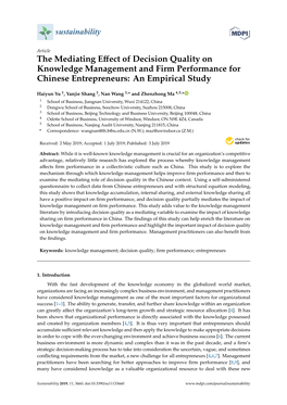 The Mediating Effect of Decision Quality on Knowledge Management