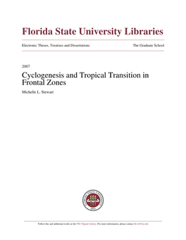 Cyclogenesis and Tropical Transition in Frontal Zones Michelle L